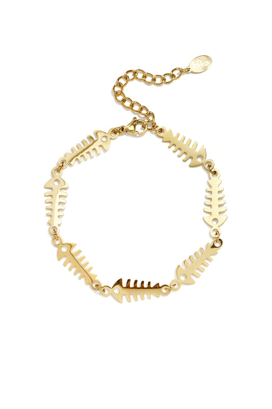 Roestvrijstalen schakelarmbanden met vismotief, eenvoudige dagelijkse sieradenserie voor dames.