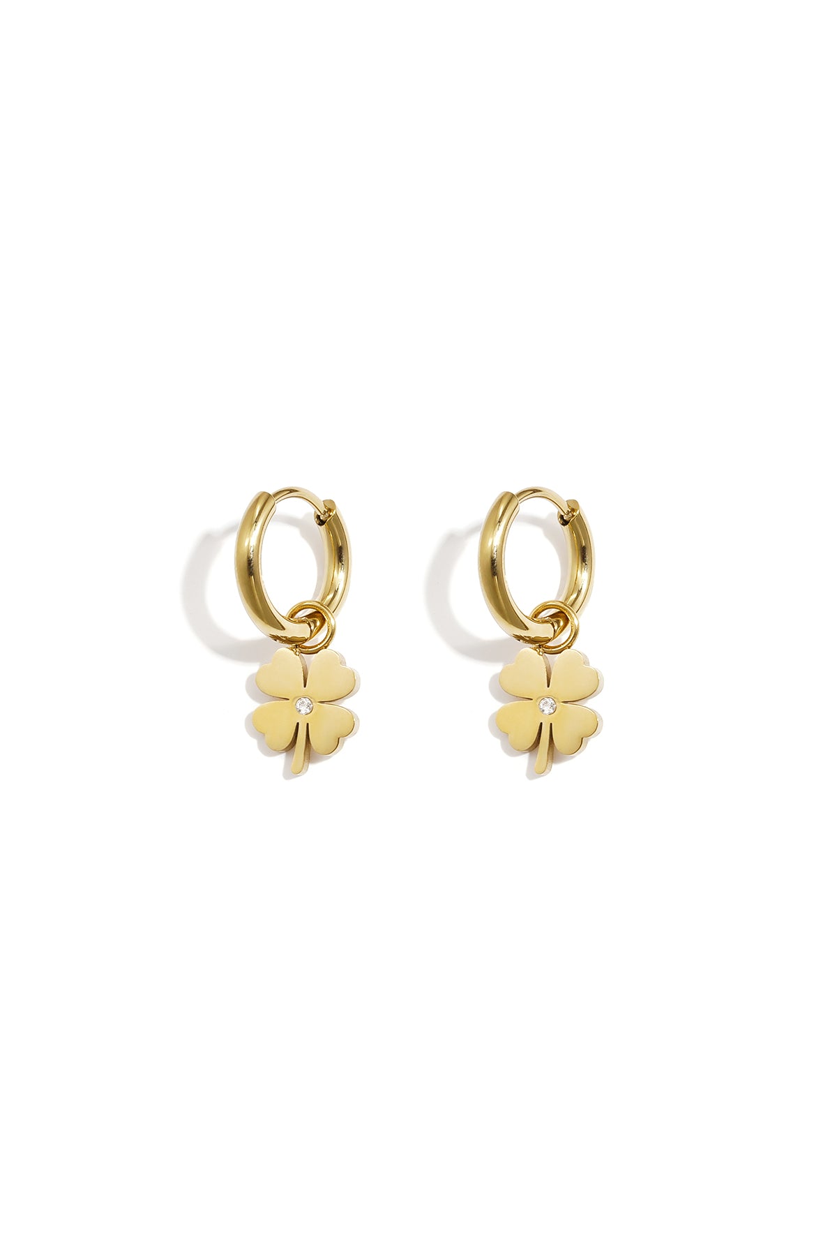 Roestvrijstalen hangende oorbellen met klavertje vier, eenvoudige dagelijkse sieraden uit de Simple-serie voor dames.