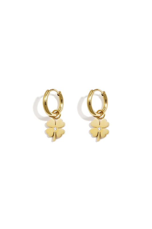 Roestvrijstalen hangende oorbellen met klavertje vier, eenvoudige dagelijkse sieraden uit de Simple-serie voor dames.