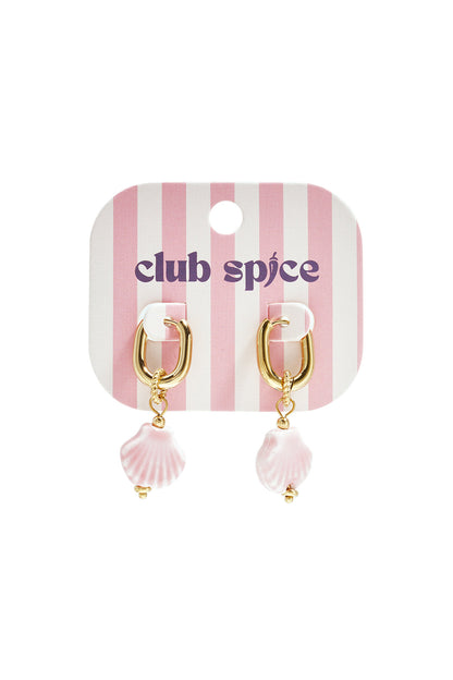 Squoval oorbellen met hangende schelp