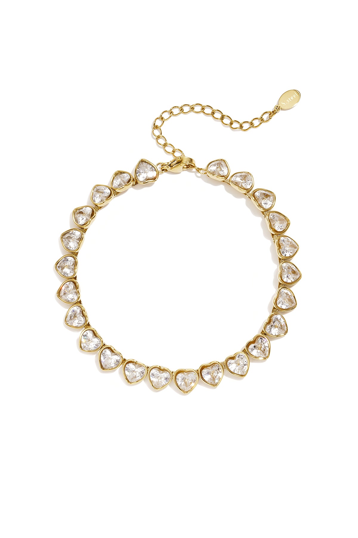 Roestvrijstalen schakelarmbanden met hartje, eenvoudige dagelijkse serie, dames sieraden