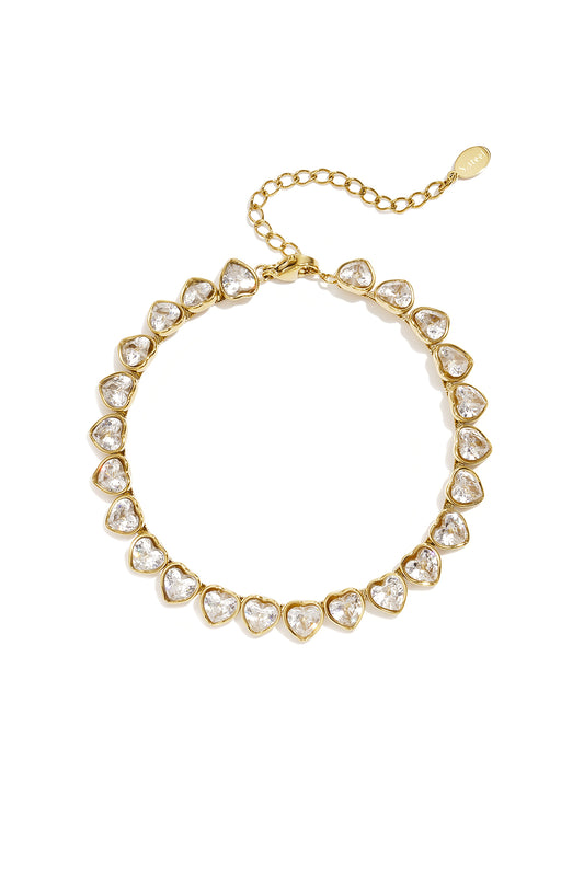 Roestvrijstalen schakelarmbanden met hartje, eenvoudige dagelijkse serie, dames sieraden