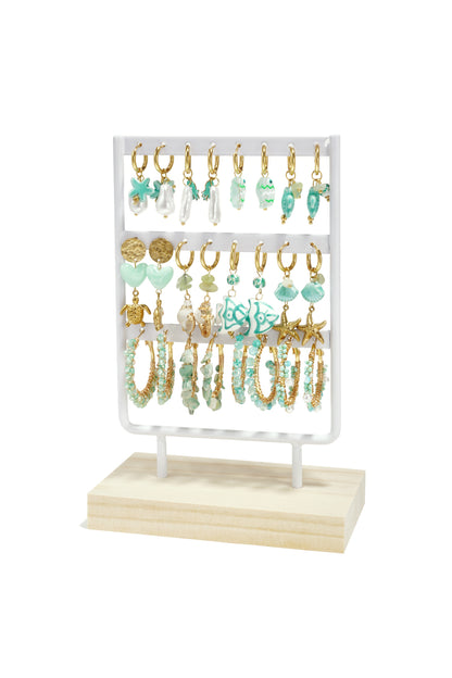 Oorbellen set met strandthema op display