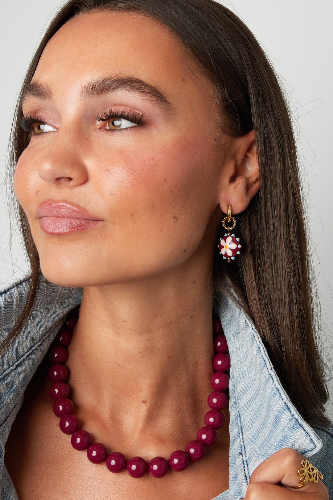 Roestvrijstalen hangende oorbellen met bloemmotief, eenvoudige dagelijkse sieraden uit de Simple-serie voor dames.