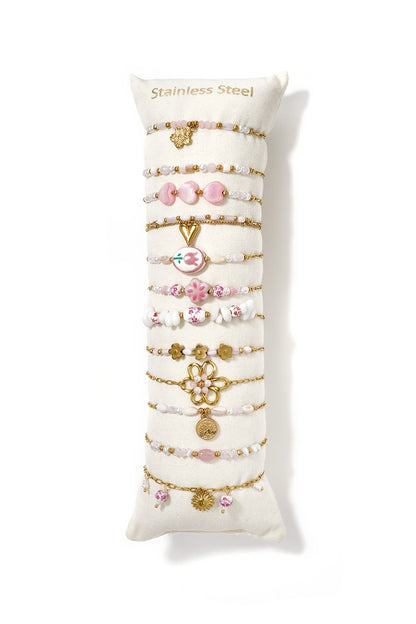 14K vergulde keramische armbandensets met bloemenmotief, casual, dagelijks en romantisch, damessieraden