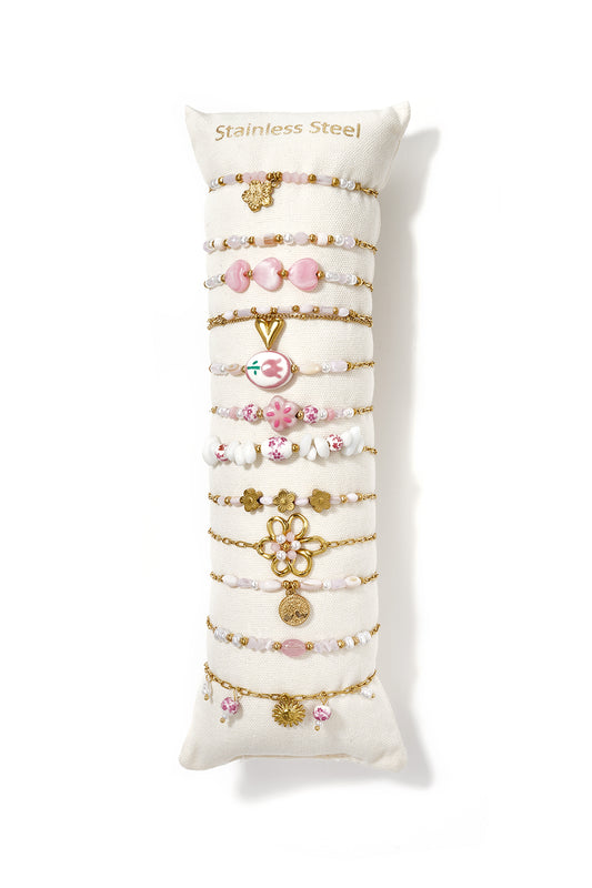 14K vergulde keramische armbandensets met bloemenmotief, casual, dagelijks en romantisch, damessieraden