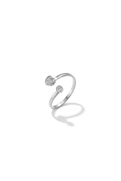 Minimalistische verstelbare ring met steentjes en hart
