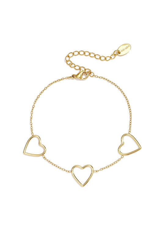 14K verguld roestvrijstalen bedelarmbanden met hartje, eenvoudige dagelijkse serie dames sieraden