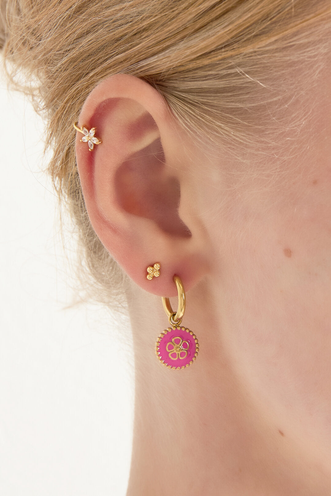 Oorbellen van roestvrij staal met bloemenmotief, casual, dagelijks, eenvoudig, serie, damessieraden