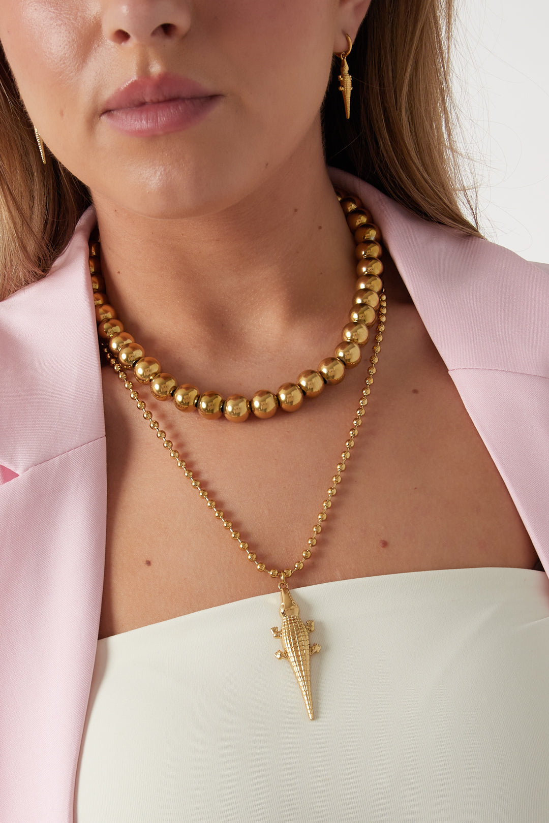 Statement ketting met krokodilbedel