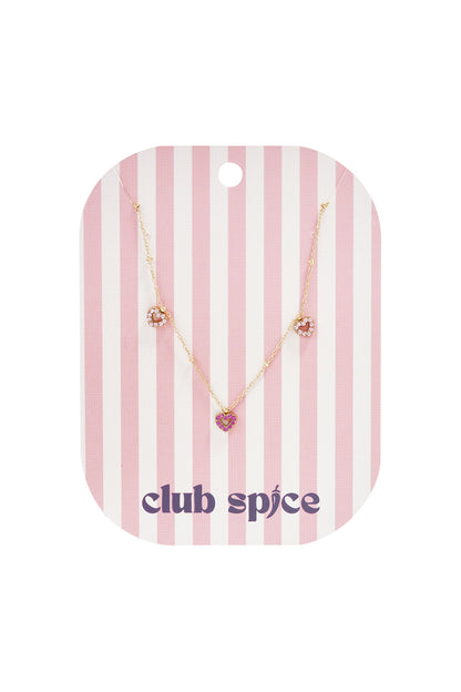 Ketting met roze steentjes in hartjes