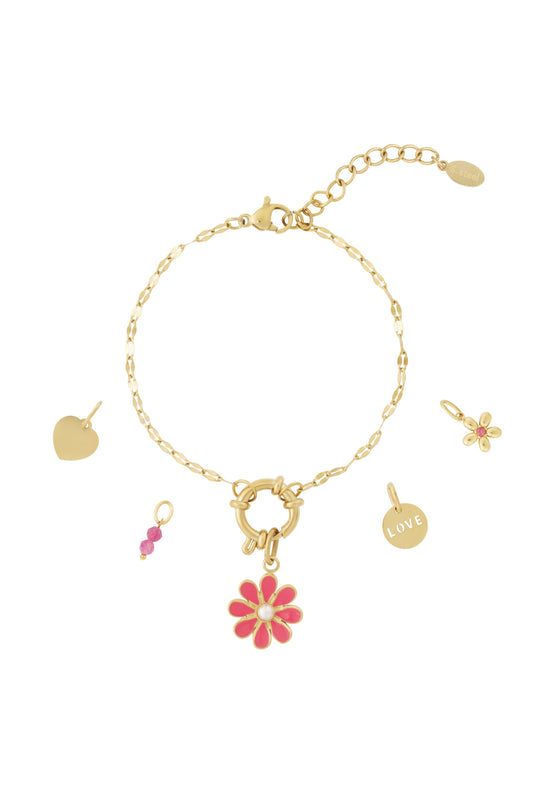 DIY-armband van rode bloemen