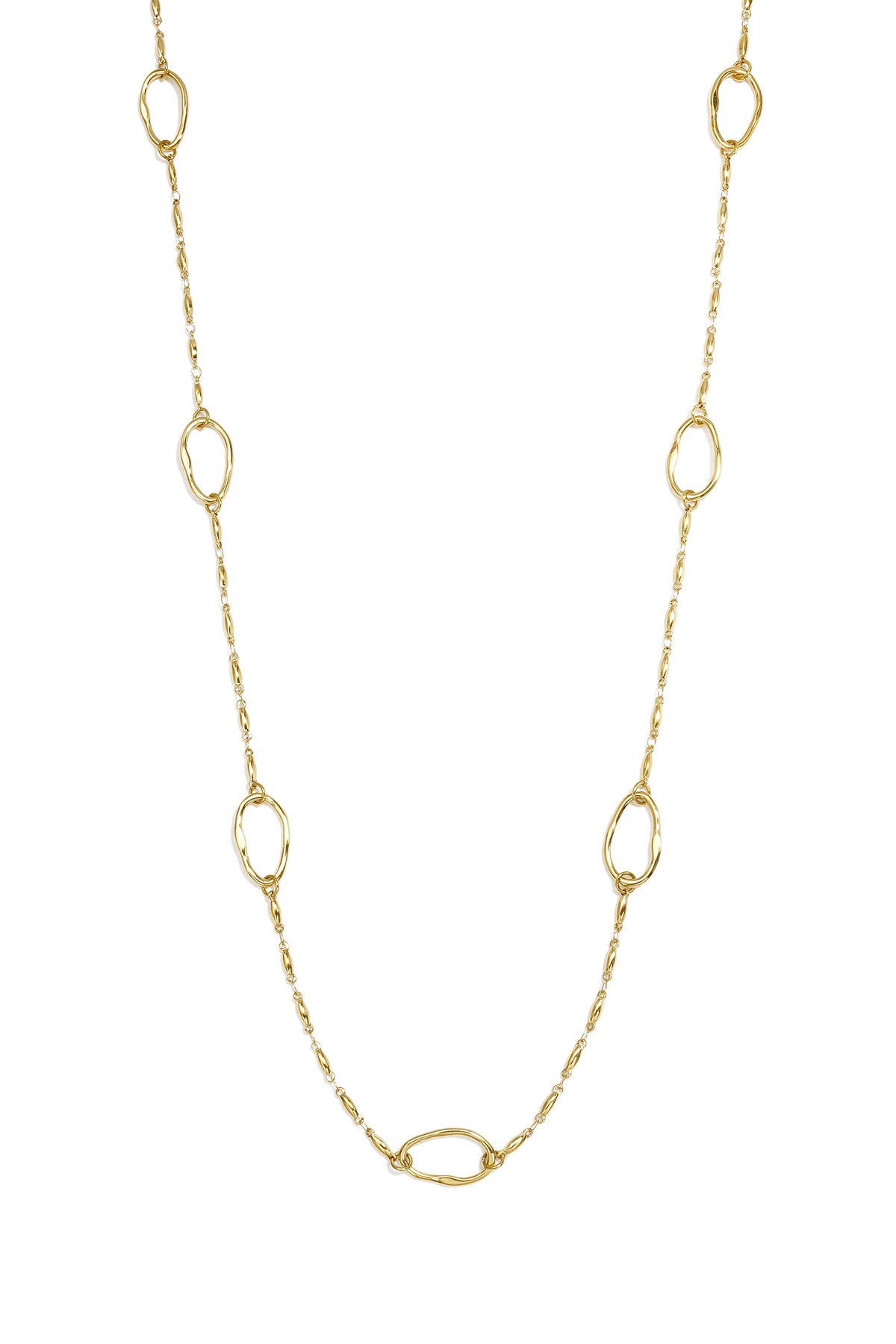 Lange roestvrijstalen ketting in ovale vorm, eenvoudige, alledaagse serie, dames sieraden