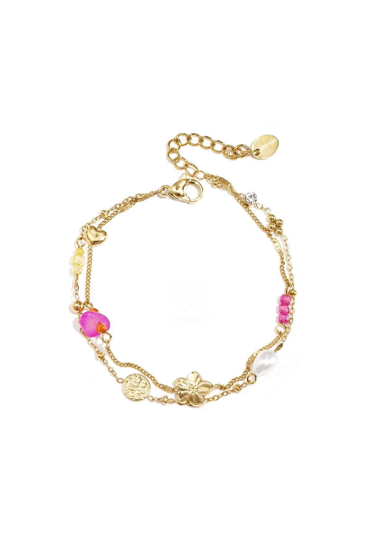 Bedelarmbanden met steentjes, kraaltjes en munt