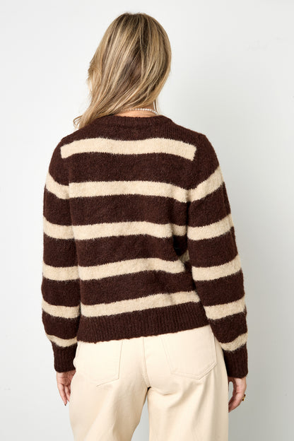 Gebreide Polyestervezel Vrouwen Cardigan Casual Strepen