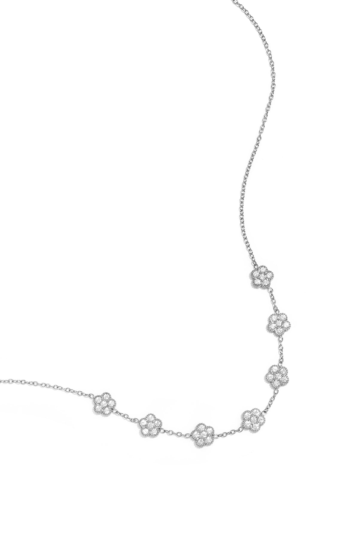 Elegante ketting met zirkonia belegde bloemen