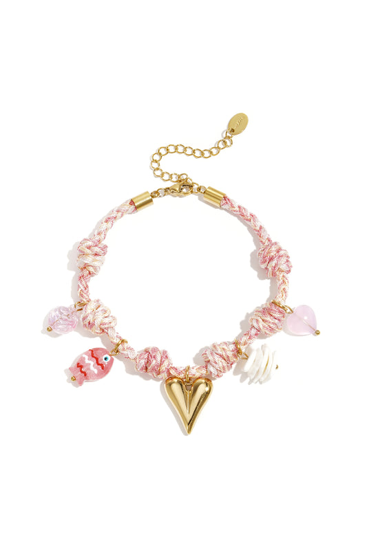 Armbanden met touwbedeltjes, hartjes, zoete, romantische serie voor dagelijks gebruik, damessieraden