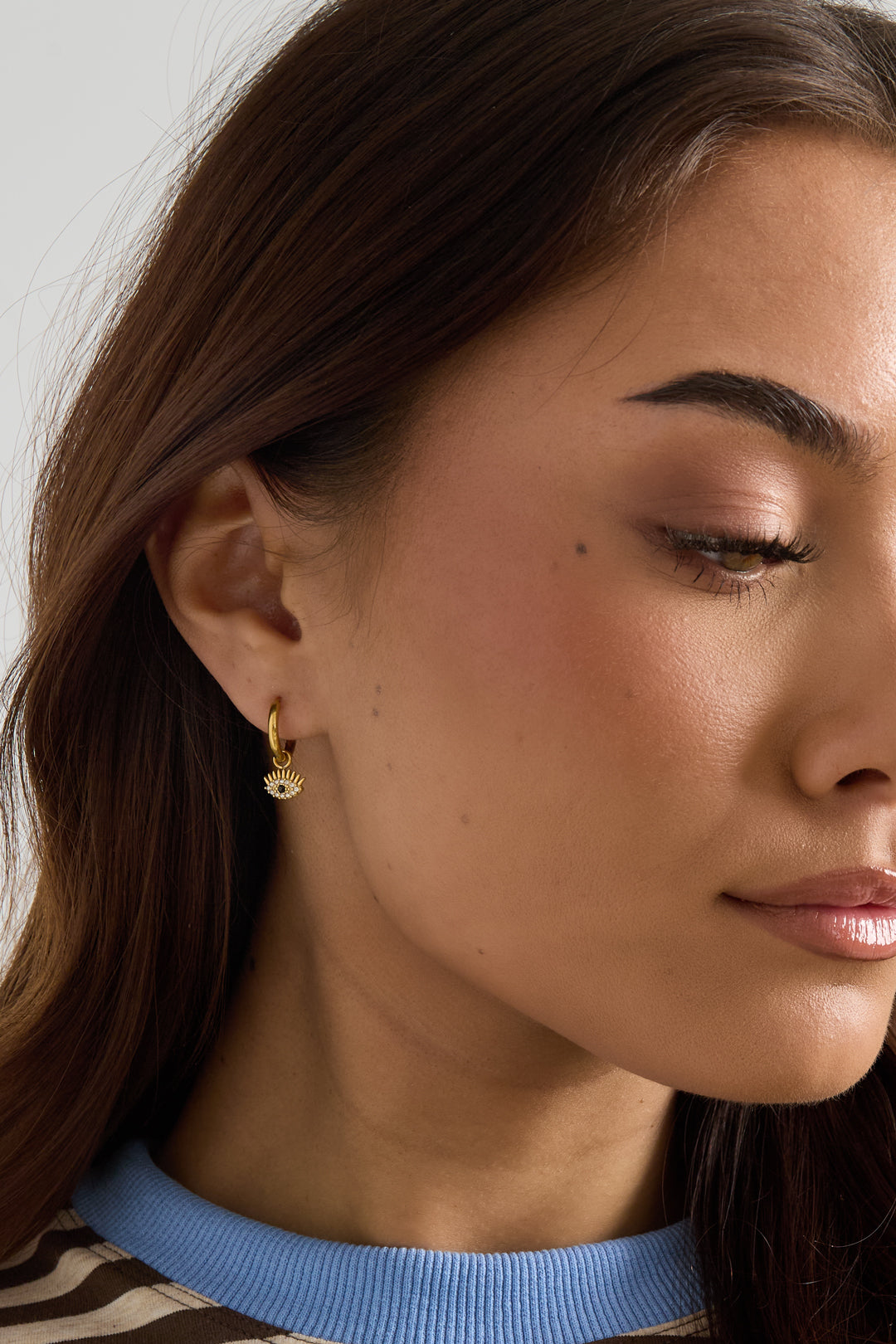 Roestvrijstalen hangende oorbellen met duivelsoogmotief, casual, dagelijks en eenvoudig model, dames sieraden