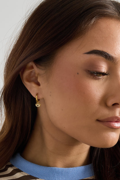 Roestvrijstalen hangende oorbellen met duivelsoogmotief, casual, dagelijks en eenvoudig model, dames sieraden