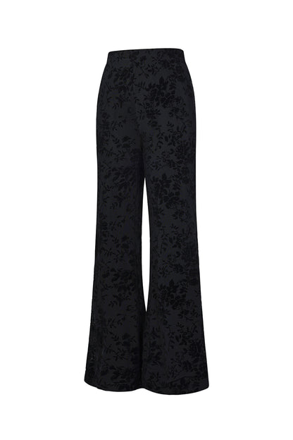 Mesh broek met suède bloemenprint – designed to match