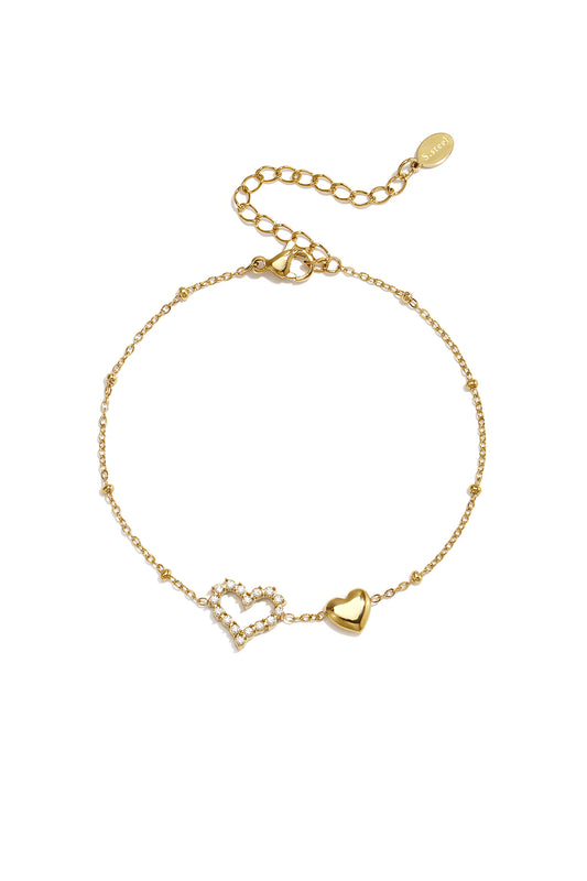 14K verguld roestvrijstalen bedelarmbanden met hartje, eenvoudige dagelijkse serie dames sieraden