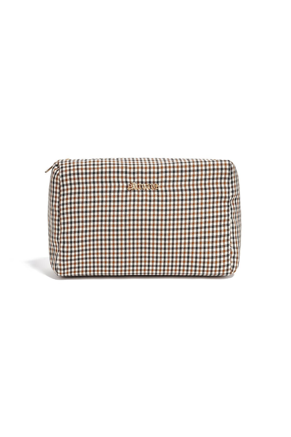 Make-up tasjes van geruit polyester, ideaal voor dagelijks gebruik.
