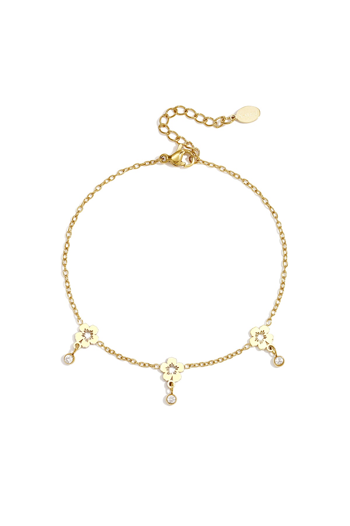 Roestvrijstalen bedelarmbanden met bloemmotief, eenvoudige dagelijkse sieradenserie voor dames.