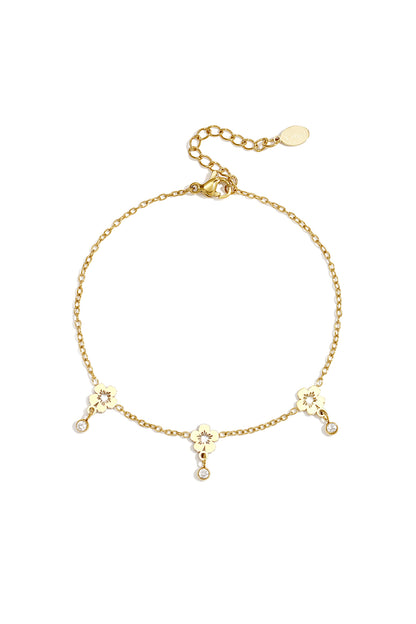 Roestvrijstalen bedelarmbanden met bloemmotief, eenvoudige dagelijkse sieradenserie voor dames.