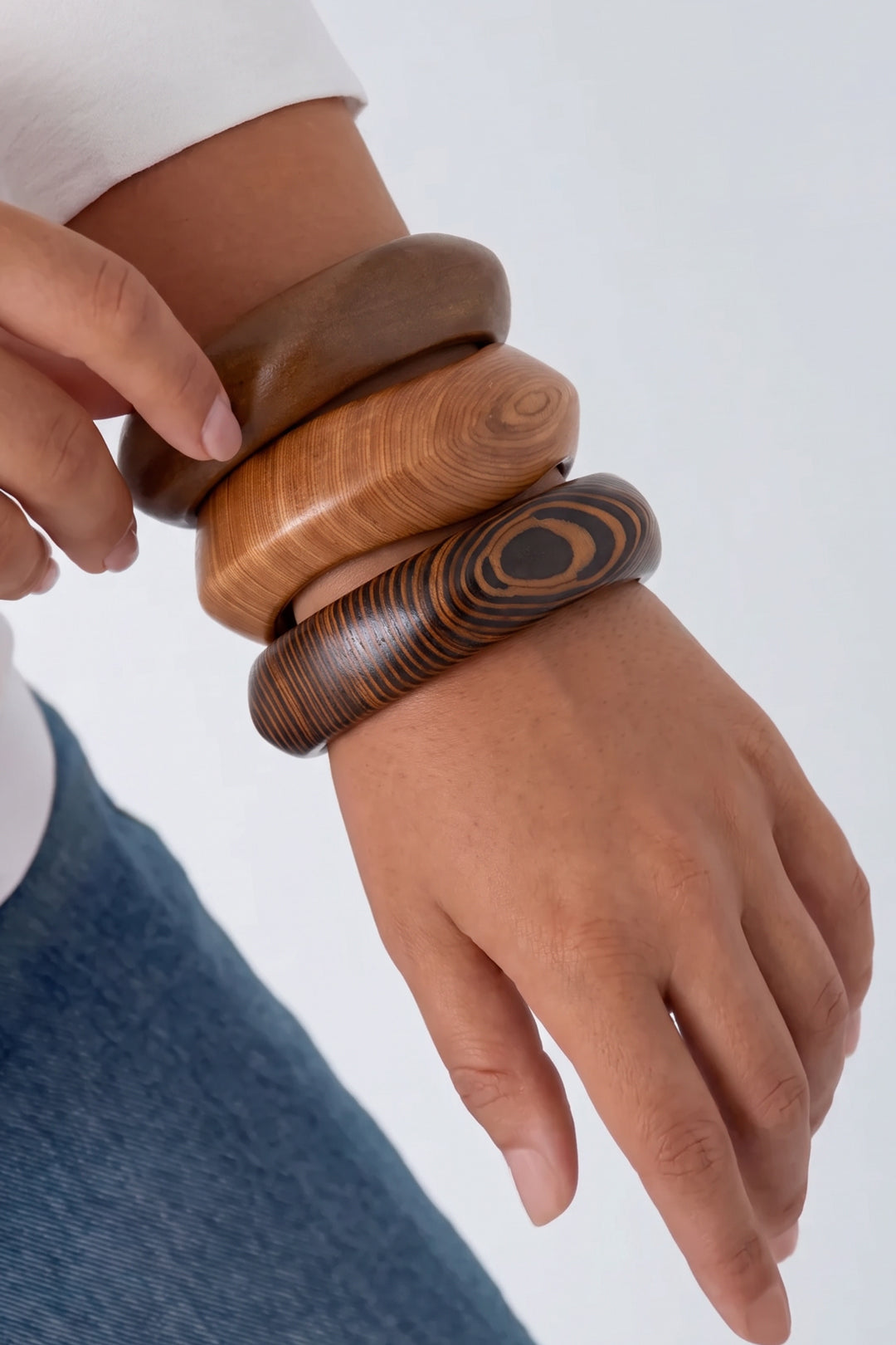 Houten armbanden met onregelmatige vorm, eenvoudige, alledaagse serie, damessieraden