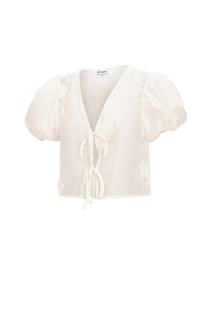 Eco-friendly Bohemian White Short Sleeve Top