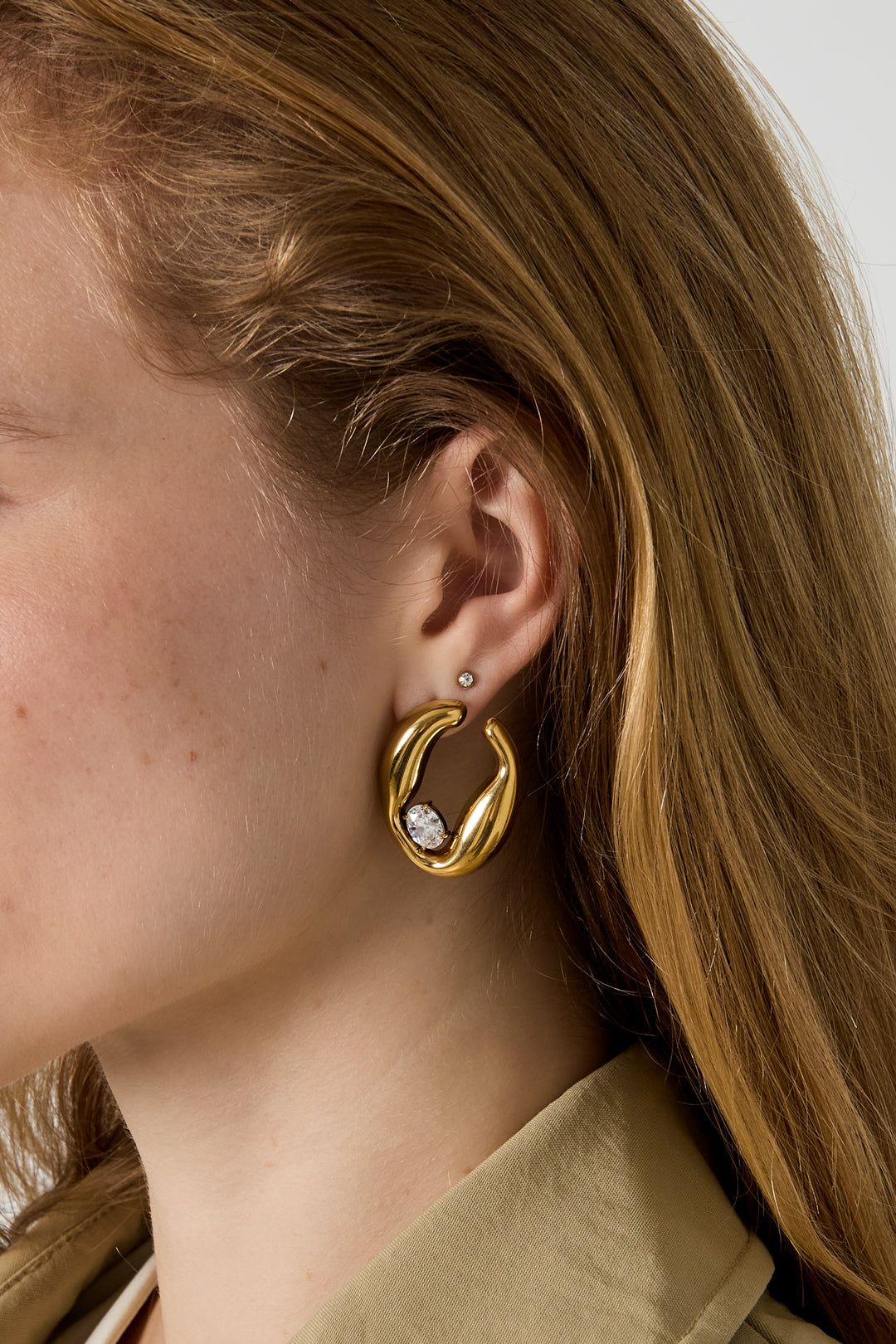 Roestvrijstalen oorknopjes met onregelmatige vorm, eenvoudige, alledaagse serie, dames sieraden