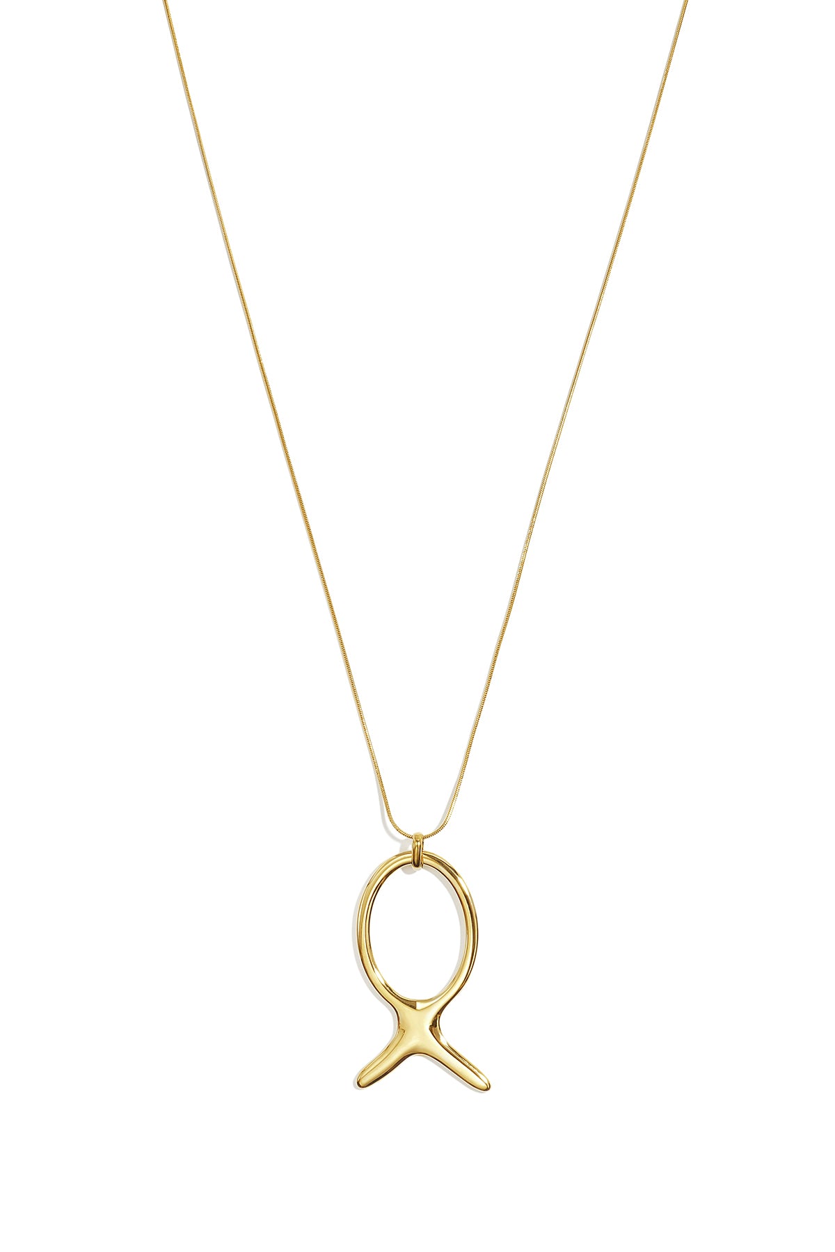 Lange ketting van roestvrij staal met vismotief, eenvoudige, alledaagse sieraden voor dames.