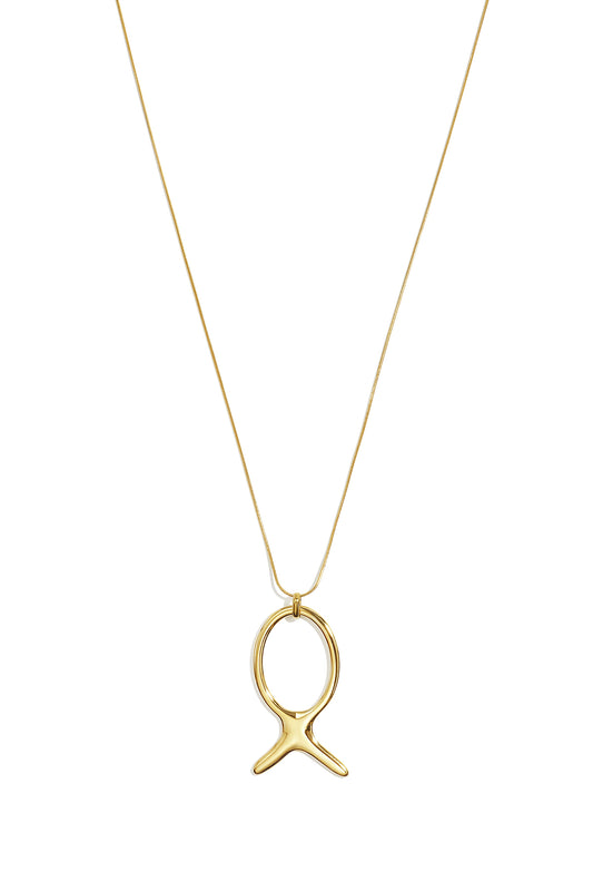 Lange ketting van roestvrij staal met vismotief, eenvoudige, alledaagse sieraden voor dames.