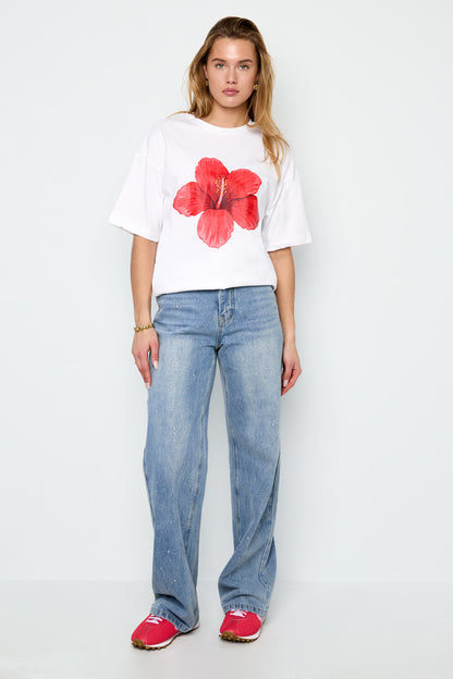 T-shirt met tropische bloemen