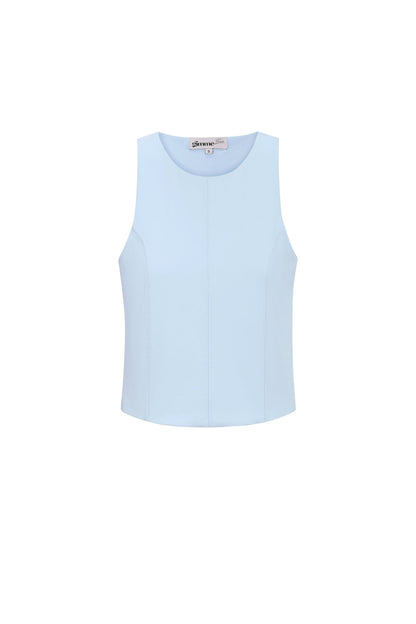 Chic Spring/Summer Sleeveless Knit Top in Baby Blue, Dark Khaki & Light Purple