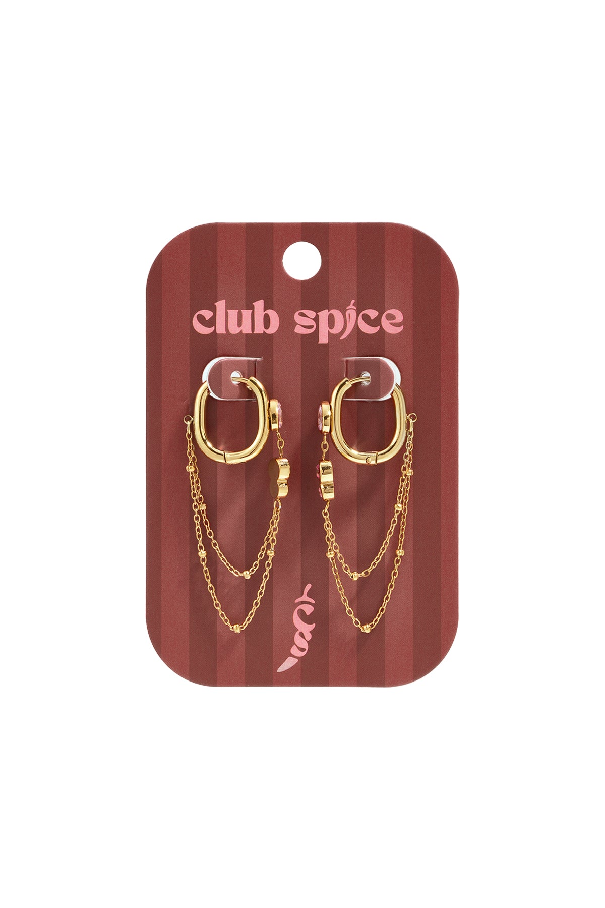 Oorbellen met hangertjes van roestvrij staal en ketting, Simple Daily Simple Series, damessieraden