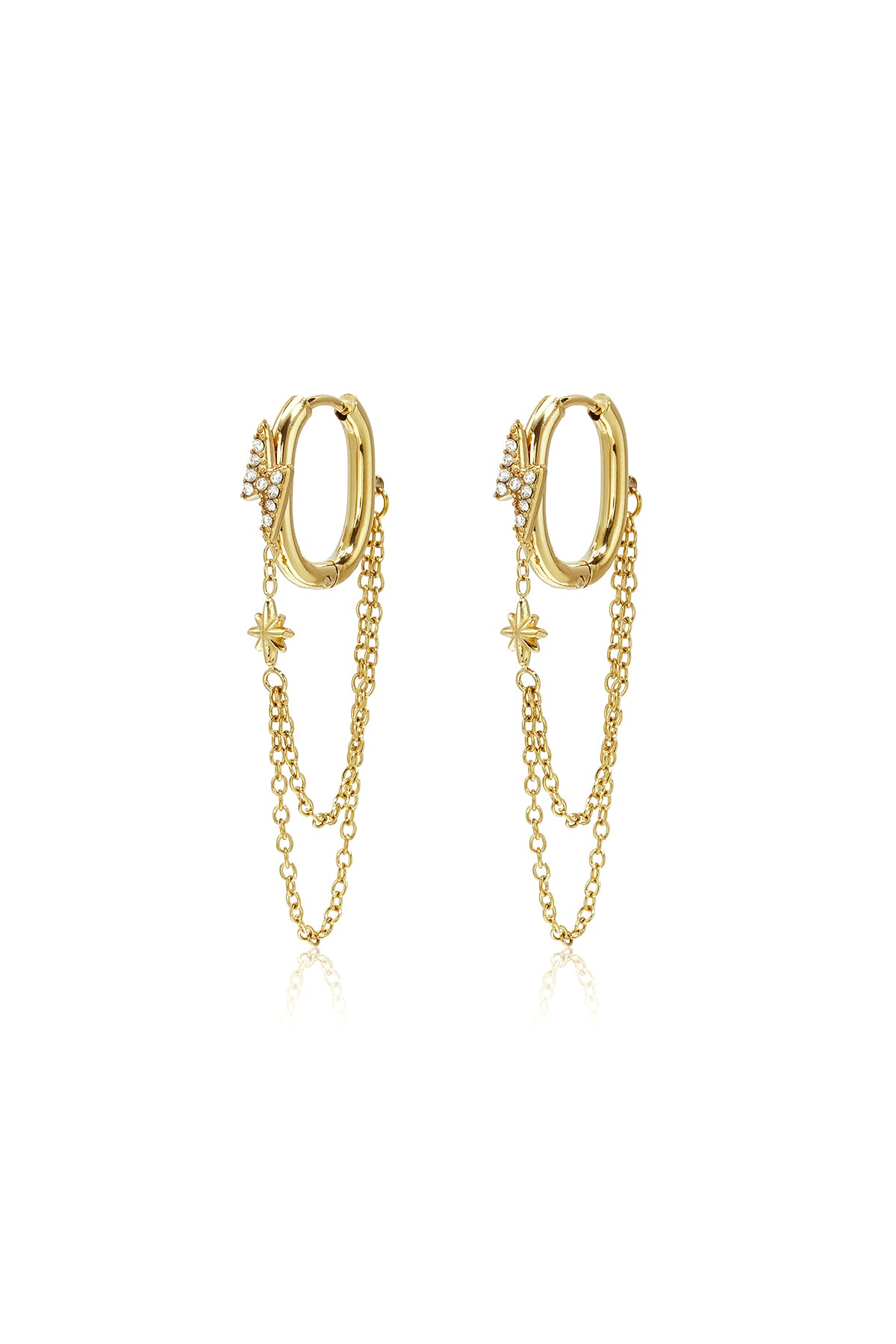 Oorbellen met hangertjes van roestvrij staal en ketting, Simple Daily Simple Series, damessieraden