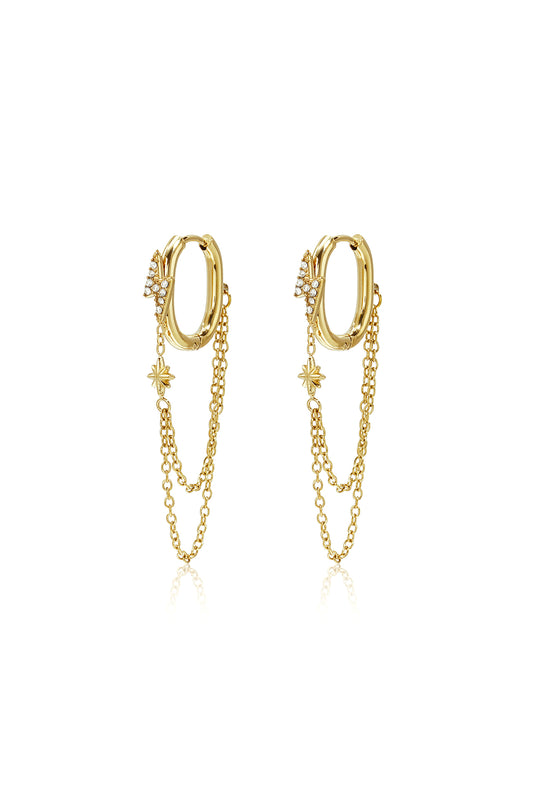 Oorbellen met hangertjes van roestvrij staal en ketting, Simple Daily Simple Series, damessieraden