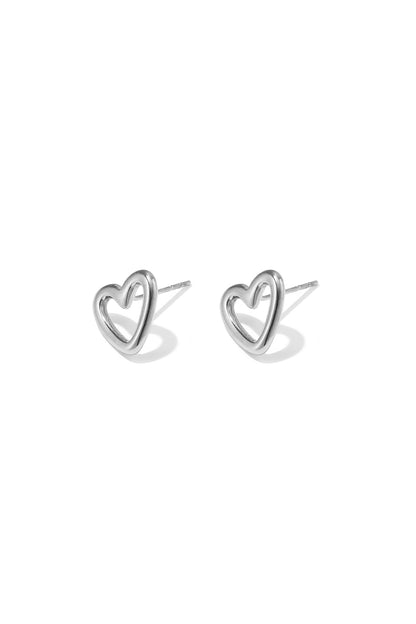 Roestvrijstalen oorknopjes met hartjesmotief, eenvoudige dagelijkse sieraden uit de Simple Series voor dames.