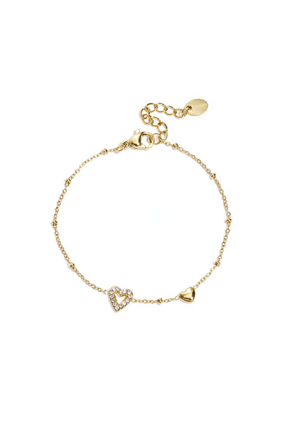 Armband met hartjes, gekleurde steentjes en stipjes