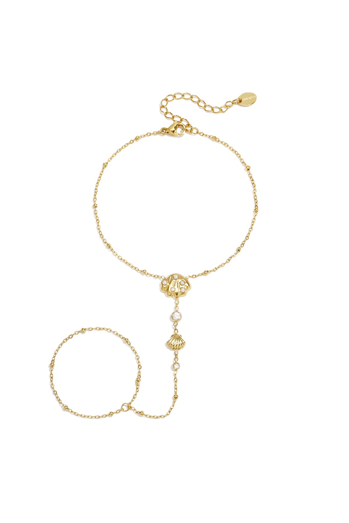 Handketting van roestvrij staal met schelpmotief, eenvoudige dagelijkse sieraden uit de Simple Series voor dames.