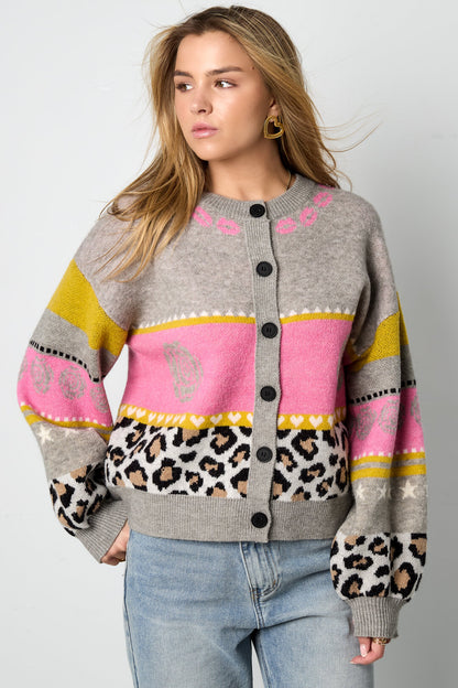 Gebreide Polyestervezel Vrouwen Cardigan Casual Bloemenprint