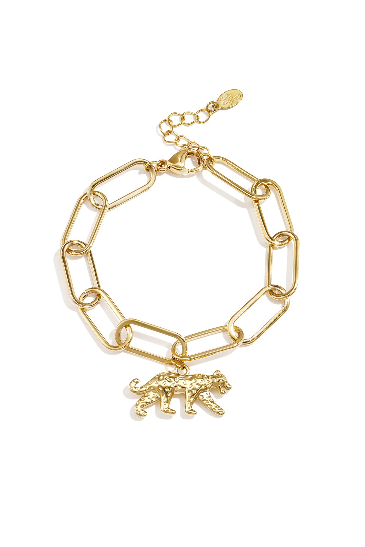 Schakelarmband met panterbedel