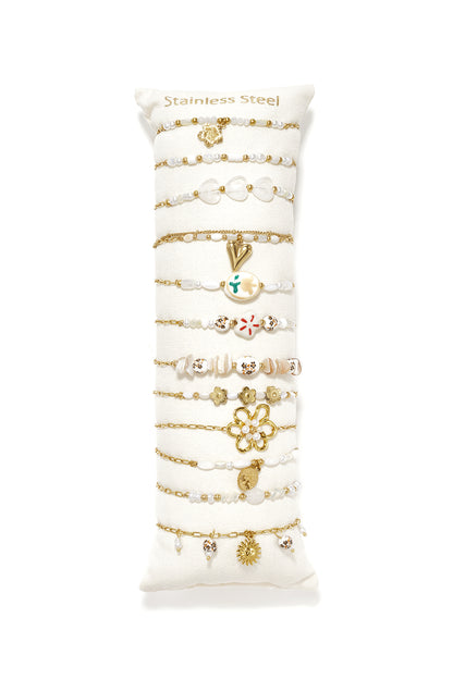 14K vergulde keramische armbandensets met bloemenmotief, casual, dagelijks en romantisch, damessieraden