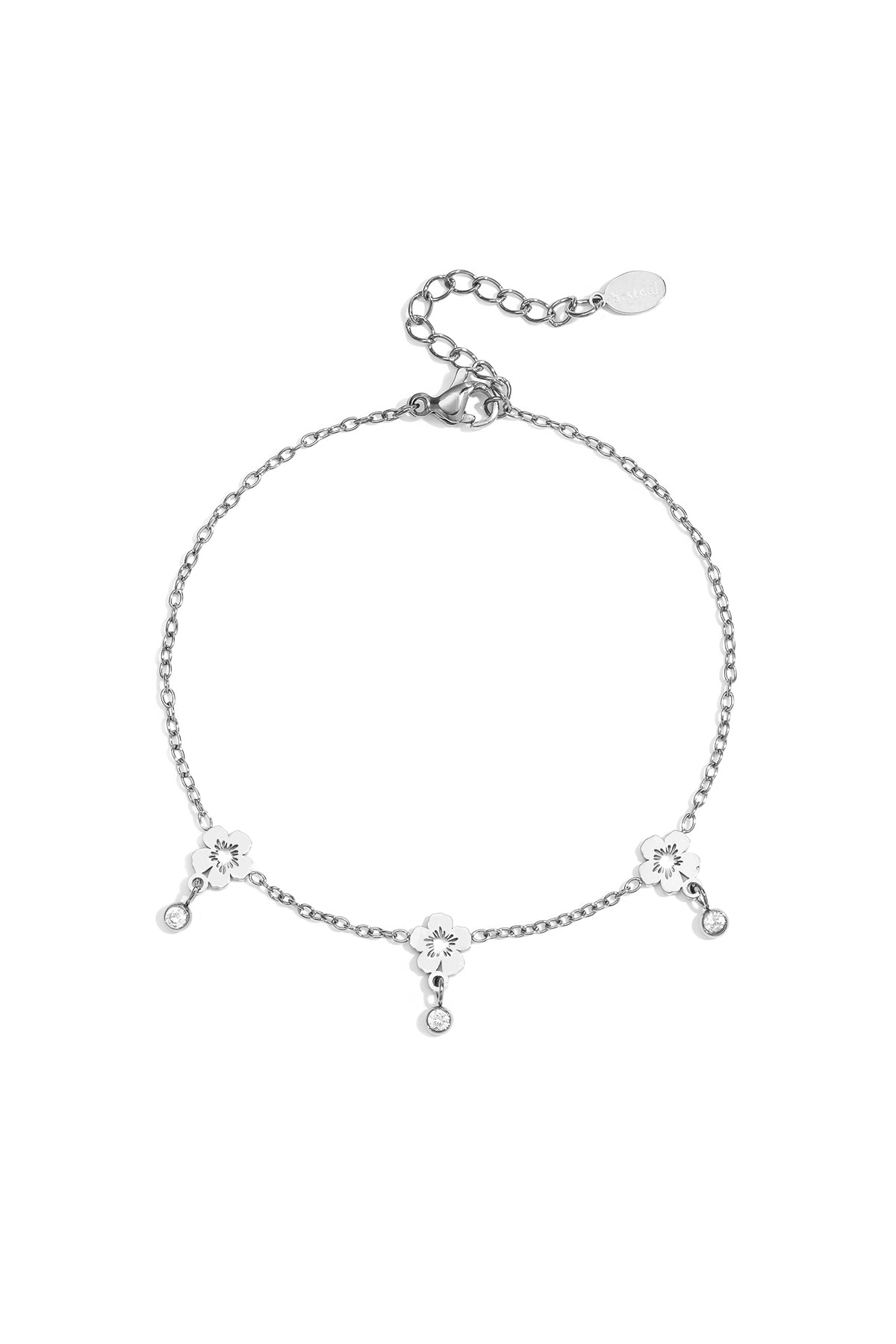 Roestvrijstalen bedelarmbanden met bloemmotief, eenvoudige dagelijkse sieradenserie voor dames.