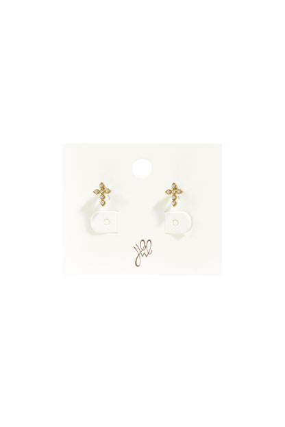 Clipoorbellen van roestvrij staal met kruisje, eenvoudige dagelijkse sieraden uit de Simple Series voor dames.