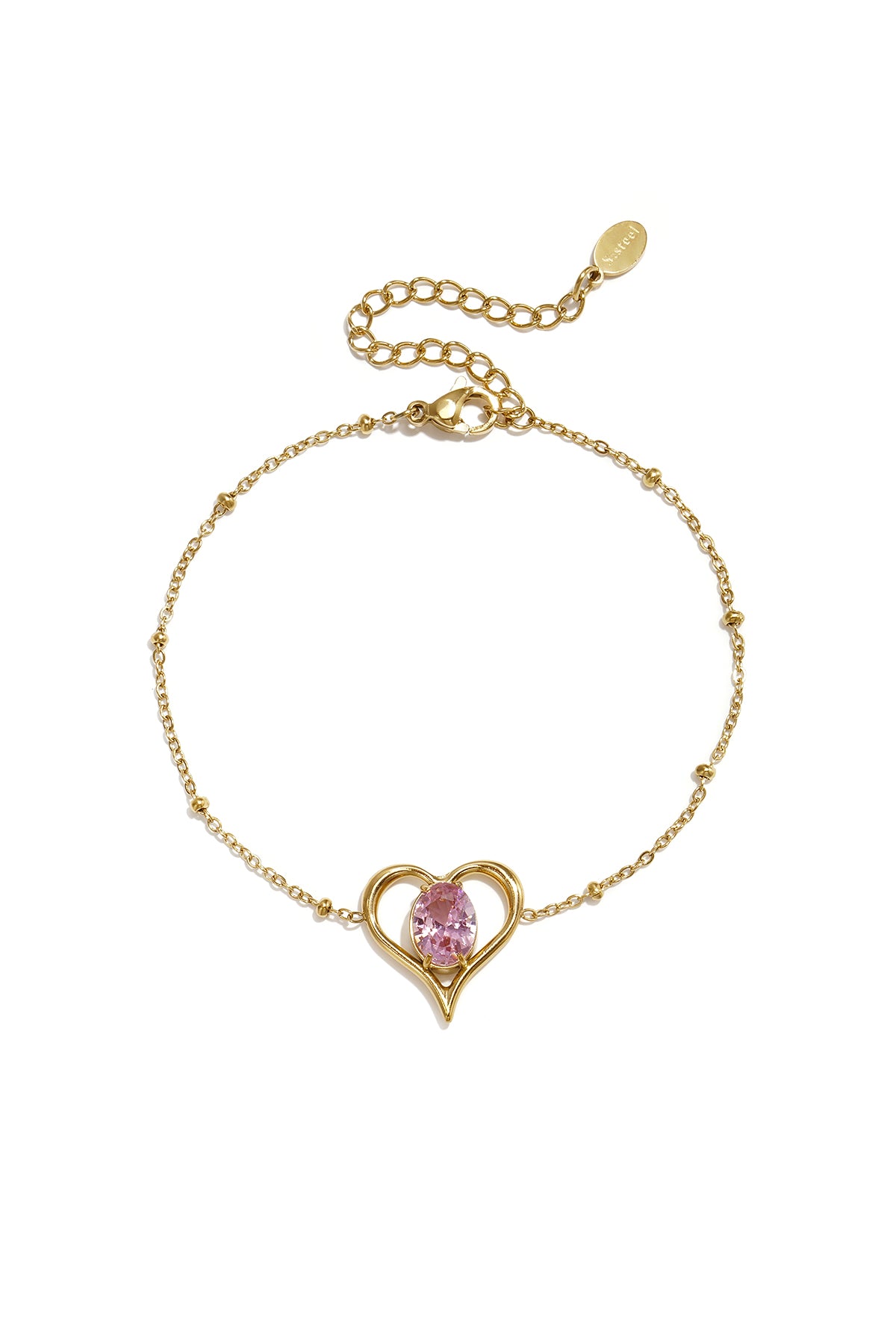 Roestvrijstalen bedelarmbanden met hartje, eenvoudige dagelijkse serie, dames sieraden