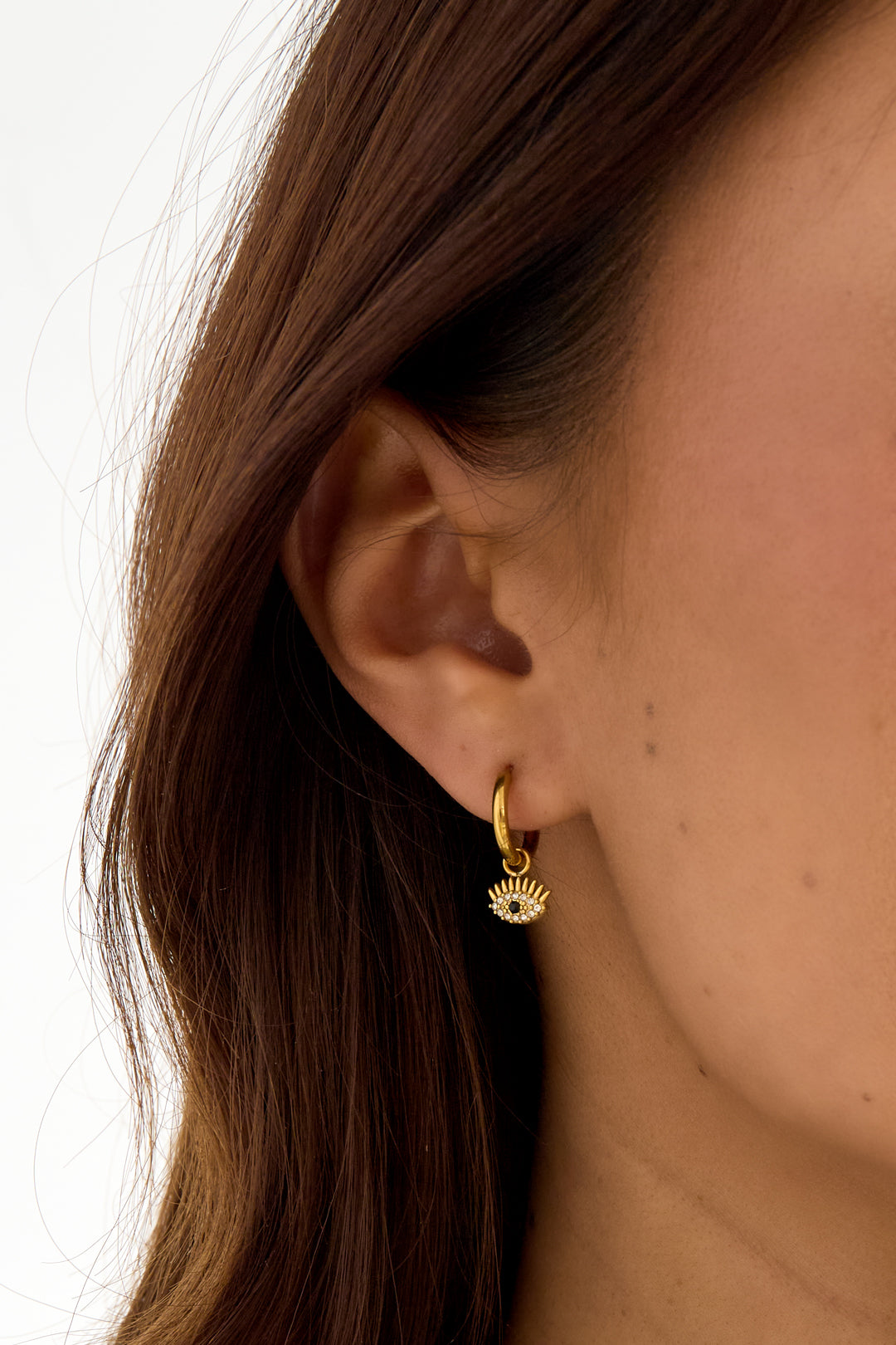 Roestvrijstalen hangende oorbellen met duivelsoogmotief, casual, dagelijks en eenvoudig model, dames sieraden