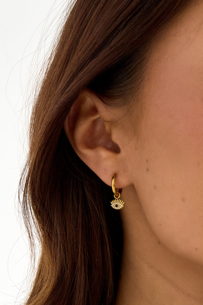 Roestvrijstalen hangende oorbellen met duivelsoogmotief, casual, dagelijks en eenvoudig model, dames sieraden