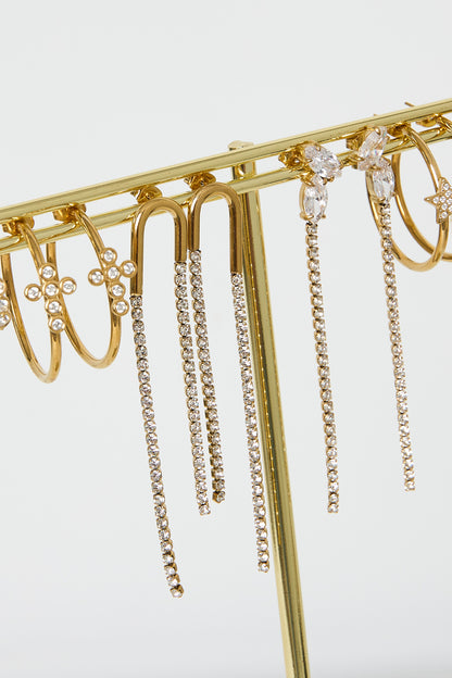 Oorbellen met hangertjes van roestvrij staal en een ketting, eenvoudige serie voor dames, geschikt voor bijeenkomsten/feestjes.